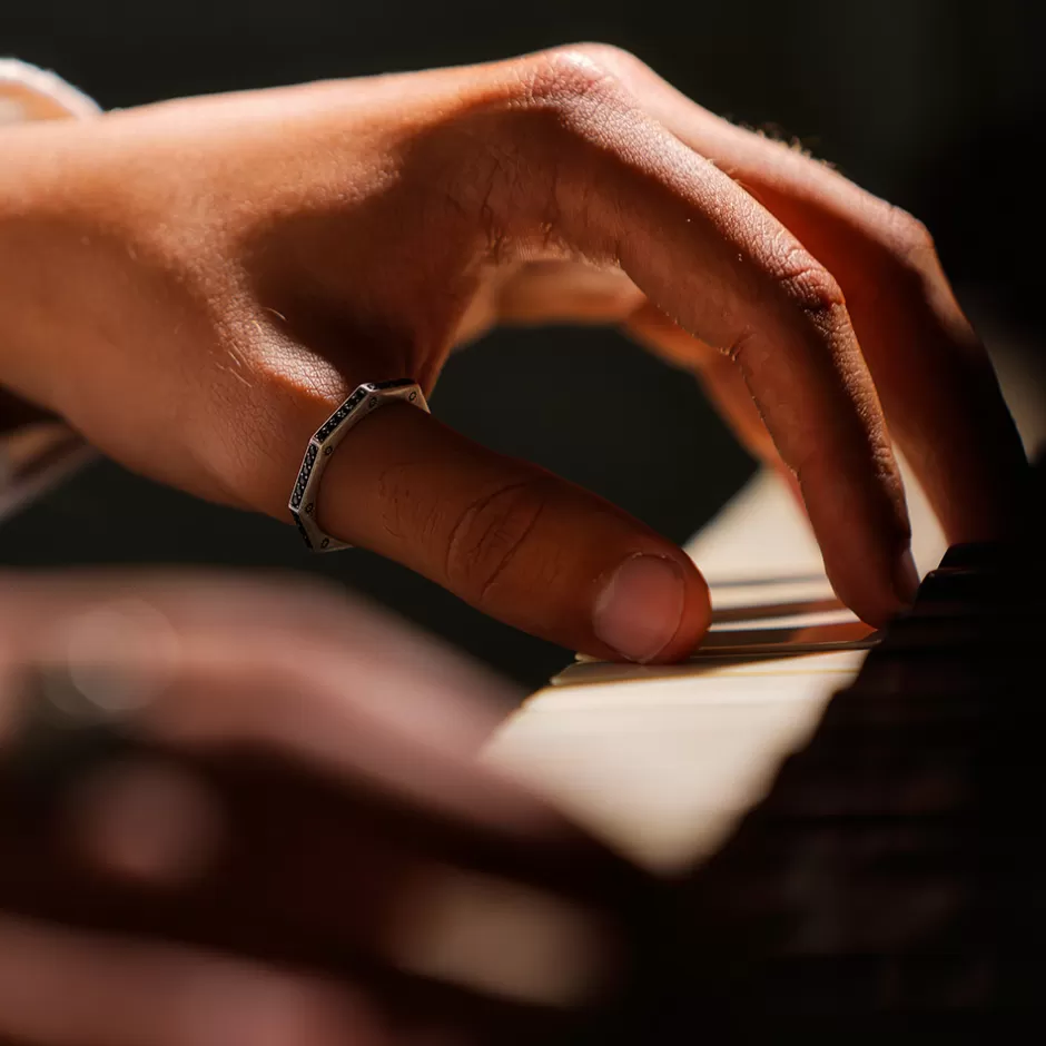 Uomo Ellius Jewelry Anello Ottagono Pietre Uomo Solaris