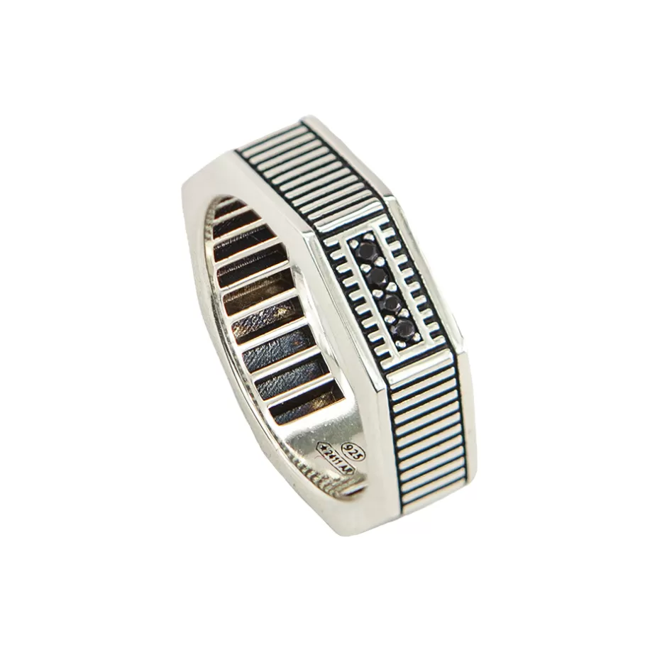 Uomo Ellius Jewelry Anello Ottagono Raggi Uomo Solaris